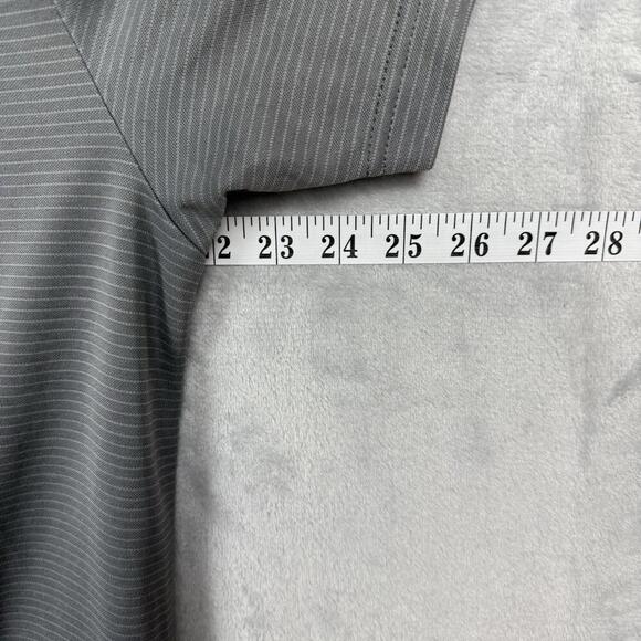 Travis Mathew Polo Shirt Size M Gray Striped Performance Golf Top Pocket Casual - Picture 9 of 9